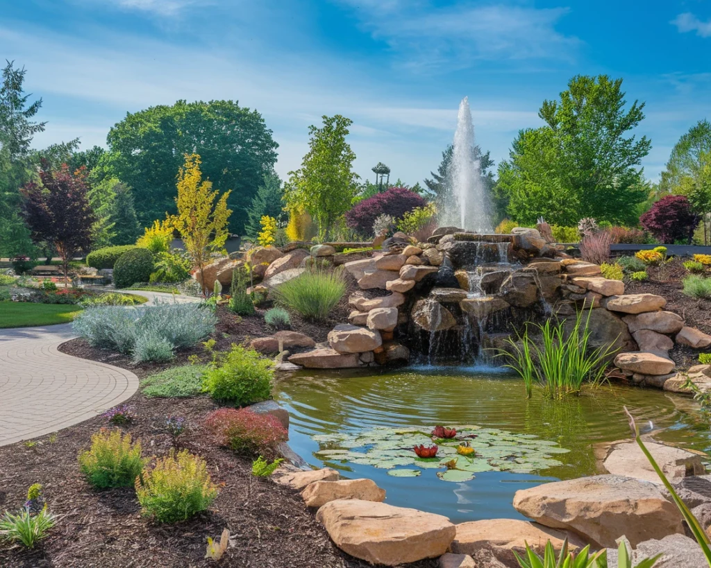 Small garden ideas , Garden tools, Water features Stunning landscaped garden featuring multiple extra large water features in the UK.